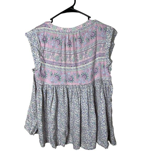 LUCKY BRAND Blouse Womens Size S Multicolor Floral‎ Paisley V Neck Boho Chic - Picture 8 of 8